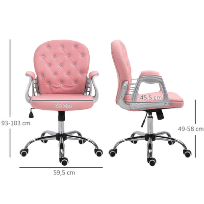 Bureaustoel – Ergonomische Stoel – Office Chair – Draaistoel – Bureau Stoel – Roze PU Bekleding – Verstelbare Hoogte 95-105 cm – Max 120 kg Belastbaar