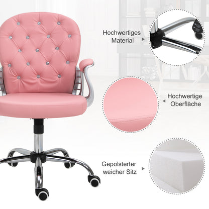 Bureaustoel – Ergonomische Stoel – Office Chair – Draaistoel – Bureau Stoel – Roze PU Bekleding – Verstelbare Hoogte 95-105 cm – Max 120 kg Belastbaar