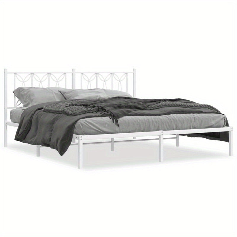 Bedframe Met Hoofdbord Metaal Wit 183X213 Cm