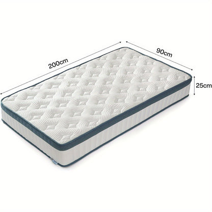 Mattress 90 x 200cm, Pocket Spring Mattress Hardness H2, Height 25cm, Oeko-Tex & CertiPUR Certified Washable Microfibre Cover, Spring Mattress with Memory Foam, Thick Mattress, Ultra Plush Noah Pocket Spring Mattress, Mattres