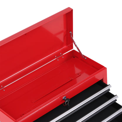 Werkplaatswagen – Gereedschapswagen – Gereedschapskist – Trolley – Opbergwagen – 6 Lades en Verwijderbare Kist – Robuust Stalen Frame Rood/Zwart