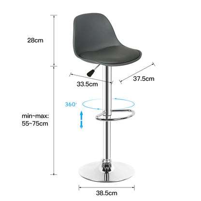 8pcs Adjustable Bar Stool Set, Electroplating, PU Seat Cushion, Swivel Seat, Height Adjustable 55-75 Cm