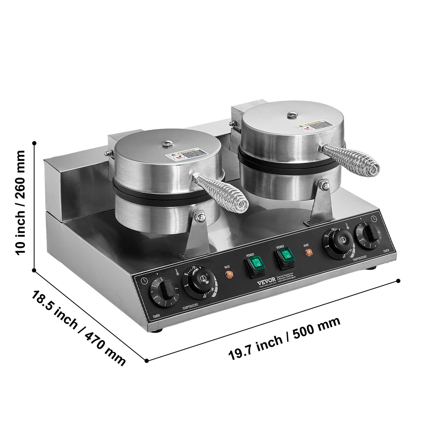 Wafelijzer – Wafelmaker – Wafelapparaat – Wafelijzer Rond – Dubbelzijdig – RVS – 2460W Vermogen – Instelbare Temperatuur