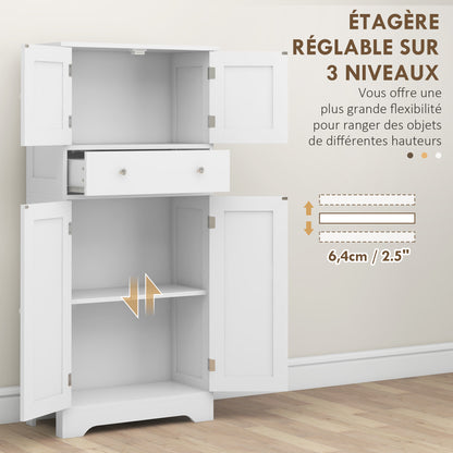 HOMCOM Modern Style Kitchen Buffet Cabinet with Adjustable Shelves, Drawer, and Storage Compartments, Perfect for Dining Room or Living Room, 60 x 30 x 128 cm, White