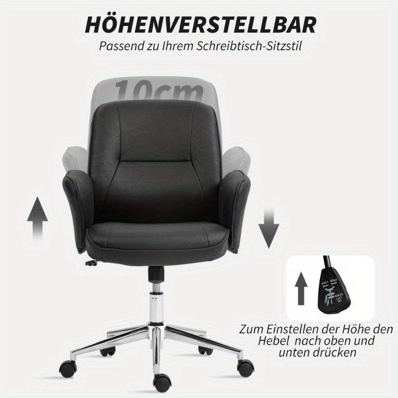 Bureaustoel – Kantoorstoel – Draaistoel – Bureaustoelen – Stoel – Verstelbare Hoogte – Kantelfunctie – Microvezel – Zwart – Tot 120 kg