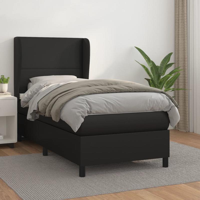 Boxspringbed – Bed – Slaapbed – Ledikant – Slaapbank – Zwart – 90x190 cm – Stevig Hardhout Frame – Geen Montage Nodig