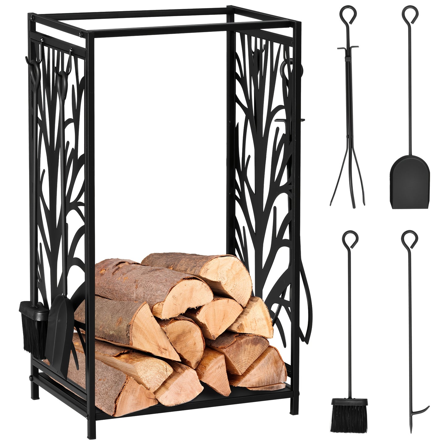 Houthouder – Houtopslag – Houtblokhouder – Houtrek – Haardhouthouder – Zwart – Metalen Materiaal – Afmeting 46 x 30 x 70 cm
