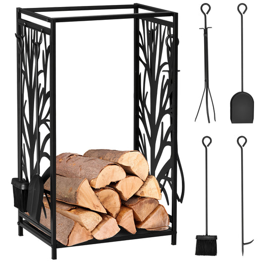 Houthouder – Houtopslag – Houtblokhouder – Houtrek – Haardhouthouder – Zwart – Metalen Materiaal – Afmeting 46 x 30 x 70 cm