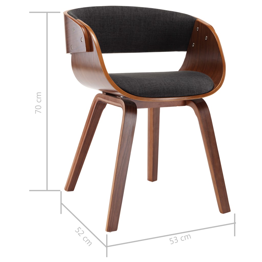 Eetkamerstoel – Eettafelstoel – Keukenstoel – Stoel – Kuipstoel – Set van 6 – Massief Houten Frame – Zachte Grijze Stof