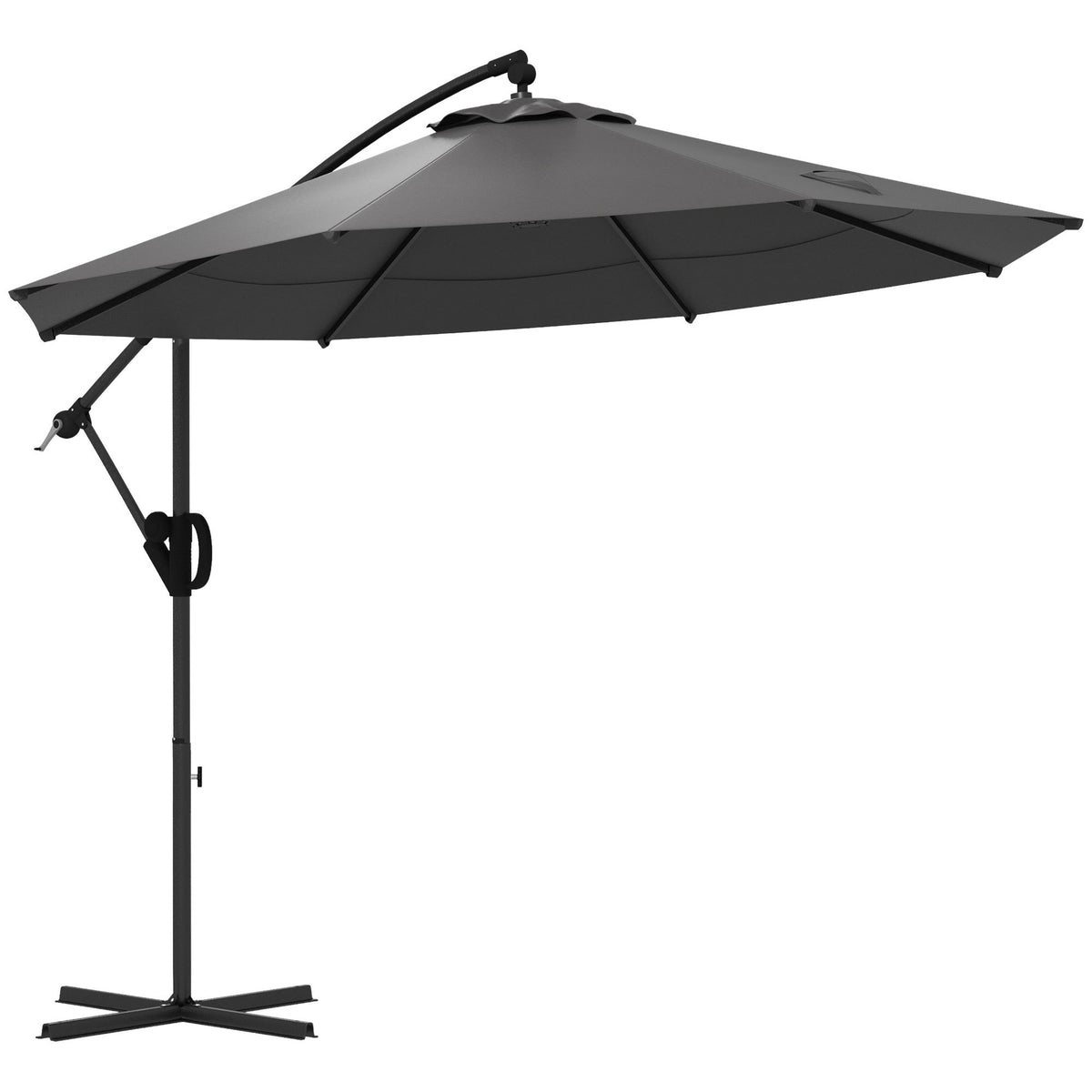 Parasol – Stokparasol – Zweefparasol – Balkonparasol – Muurparasol – Grijs Verkeerslicht Design – Stevige Kruisbasis – Afmeting 293x293 cm