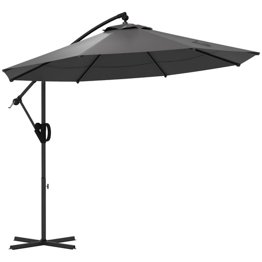 Verkeerslichtparasol – Tuinparasol – Zonneparasol – Buitenschemer – Terrasparasol – Grijs – Ø 293cm – Aluminium Frame – Windbestendig