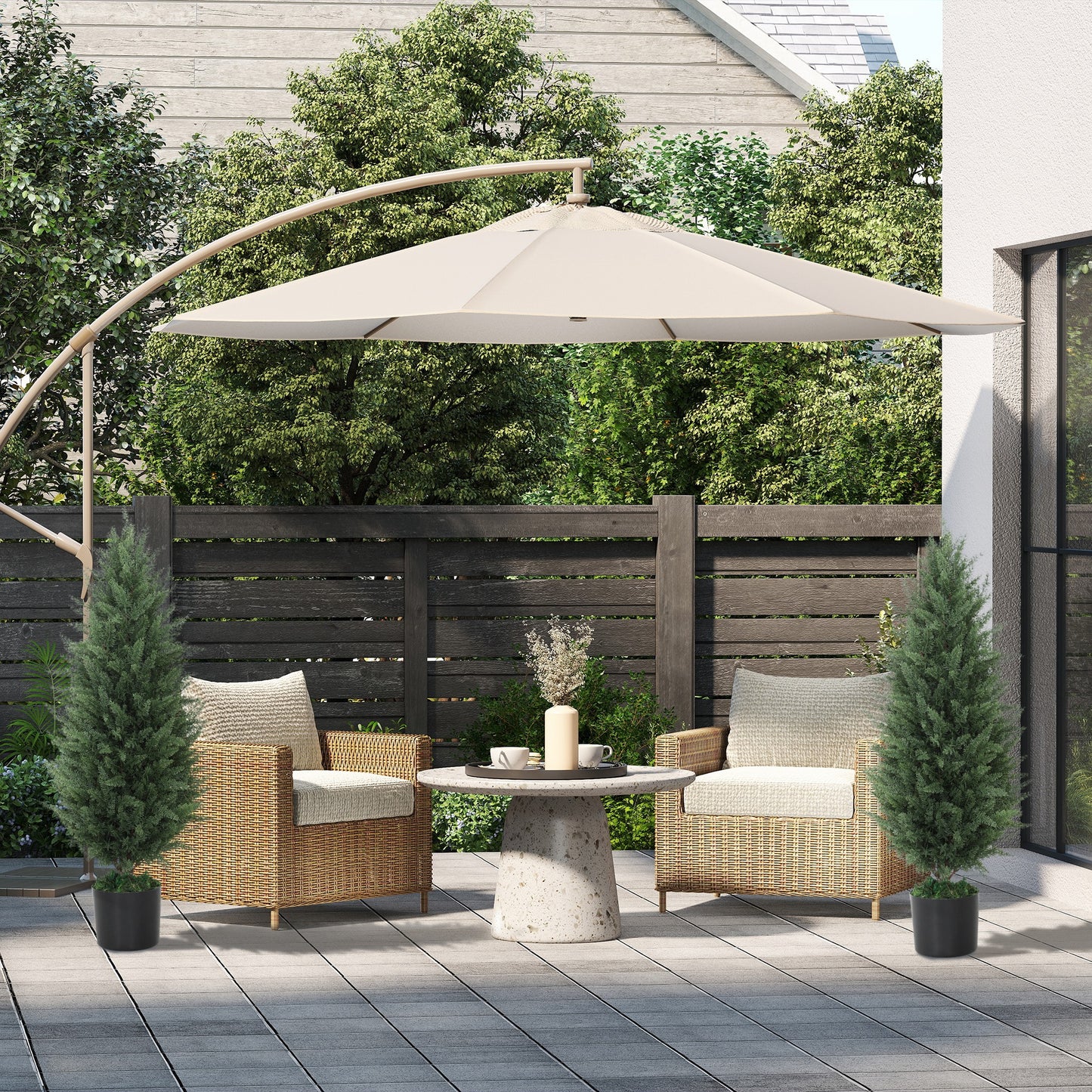 Kunstcipres – Kunstboom – Nepplant – Sierplant – Kamerplant – Set Van 2 – UV-Bestendig – 90 cm Hoog