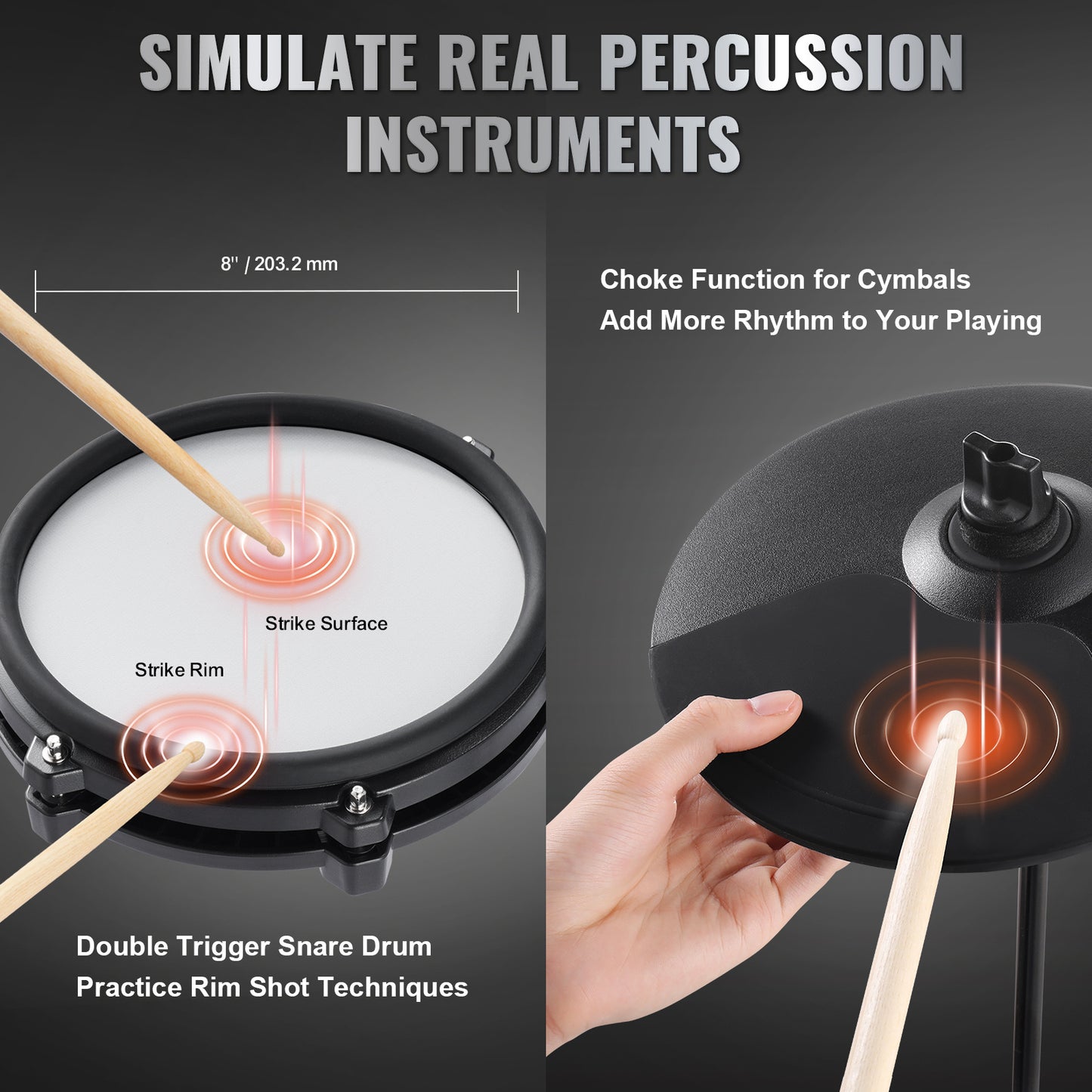 Elektronische Drumstel – Elektrisch Drumstel – E-Drum – Digitaal Drumstel – Elektronisch Drumkit – 480 Geluiden – Verstelbaar Standaard