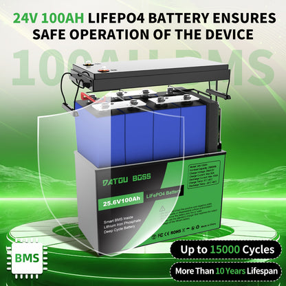 Li-ion Accu – Lithium Accu – LiFePO4 Batterij – Oplaadbare Accu – 24V 100Ah – 100A BMS Beveiliging – 8000+ Cycli Levensduur
