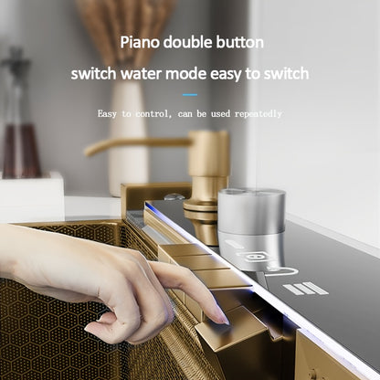 Digitale Waterval Spoelbak – Keukenspoelbak – Vaatwastafel – Keukenbak – Vaatbak – RVS Rechthoekige Spoelbak Grijs 60x45 cm – Uittrekbare Watervalkraan – Ingebouwde Zeepdispenser & Snijplank