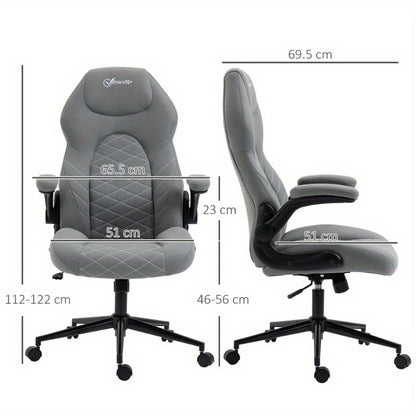 Ergonomische Bureaustoel – Kantoorstoel – Bureaustoel Met Armleuningen – Draaistoel – Werkstoel – Verstelbare Armleuningen – 360° Draaibaar – Hoge Rugleuning – Zachte Gewatteerde Zitting – Ademend Schoonmaakbaar Stof – 5-Wielbasis