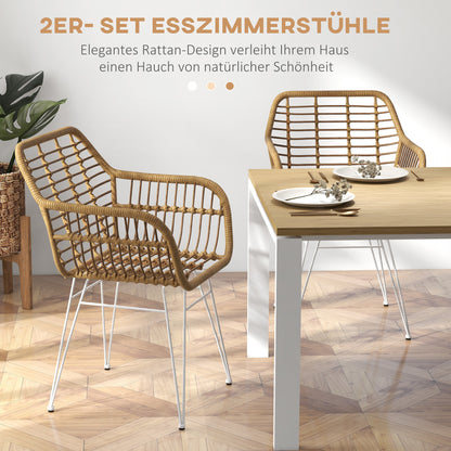 Kuipstoel – Eetkamerstoel – Kunststof stoel – Stoelset – Keukenstoel – Boho stijl – 56x60x79 cm – Kunststof Riet