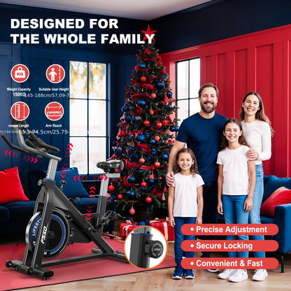 Vowvit Exercise Bike with 300 Watt Resistance Torque, 4-Way Fully Adjustable Ergometer Home Trainer Bicycle, Indoor Fitness Bikes with RPM Display, Large Tablet Holder, 150 kg Load Capacity, Without Battery
