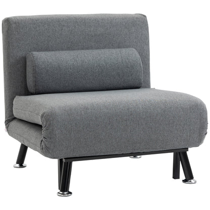 Inklapbare Relaxstoel – Ligstoel – Zitzetel – Slaapstoel – Relaxfauteuil – Donkergrijs – Verstelbare Rugleuning Met Bedfunctie – Compact Formaat 75x70x75 cm