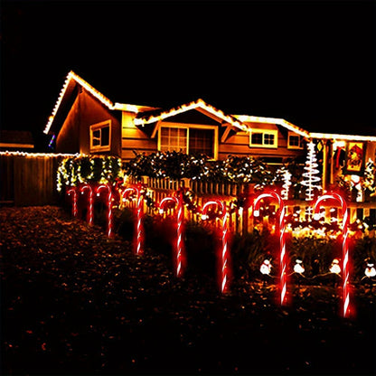Kerstdecoratie Rode Candy Canes – Kerstversiering Buiten – Outdoor Kerstdecoratie – Tuindecoratie Kerst – Set van 10 – 53 cm Hoog – Weerbestendig Kunststof
