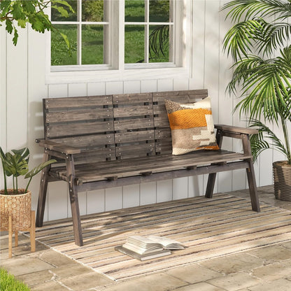 Houten Tuinbank – Buitenbank – Parkbank – Balkonbank – Terrasbank – Opvouwbare Middentafel – Belastbaar Tot 320 Kg – 160x64x86 Cm