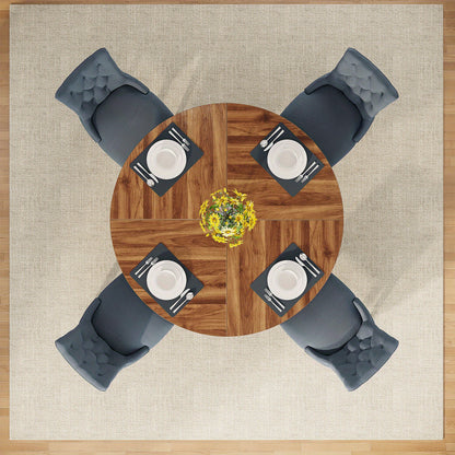 Ronde Eettafel – Eettafel Rond – Keukentafel – Tafel Landelijk – Eettafel MDF Donkerbruin – 119 cm Diameter – Krasbestendig & Stevig Metalen Poten