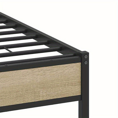 Bed frame without Mattress Oak Sonoma 120x190cm in Chipboard Practical, removable, suitable for all seasons, Guest Bed Setup, Versatile Sleeping Solution, Minimalist Bed Frame, Contemporary Design, Easy Assembly, Removable De