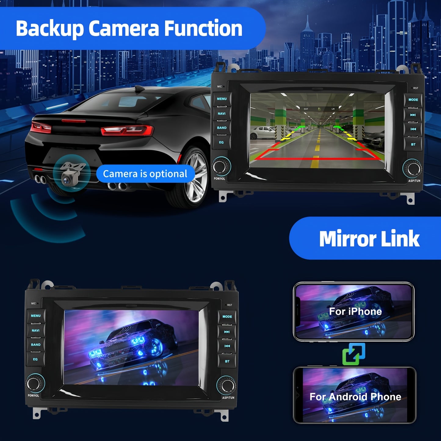 Multifunctionele Android Autoradio – Auto Stereo – Multimedia Speler – Navigatie Systeem – Carplay Radio – Met Microfoon – 7-inch HD Scherm – Draadloze Connectiviteit