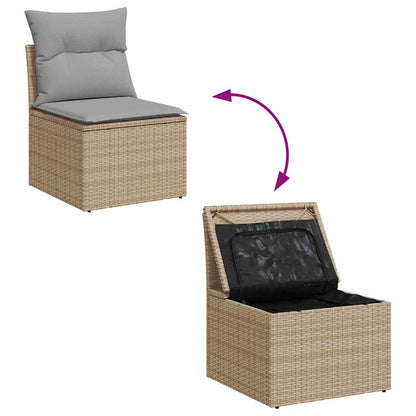 Tuinbank Set – Loungeset – Buitenbank – Terrasbank – Rattan Bank – Beige Lichtgrijs – Weerbestendige Kussens – Comfortabel Voor 5-6 Personen