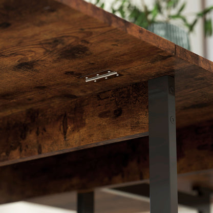 Industriële Uitschuifbare Eetkamertafel – Uitschuiftafel – Vouwtafel – Eettafel 4 Personen – Klaptafel – Metalen Onderstel – Open Opbergruimtes – Compact Bruin