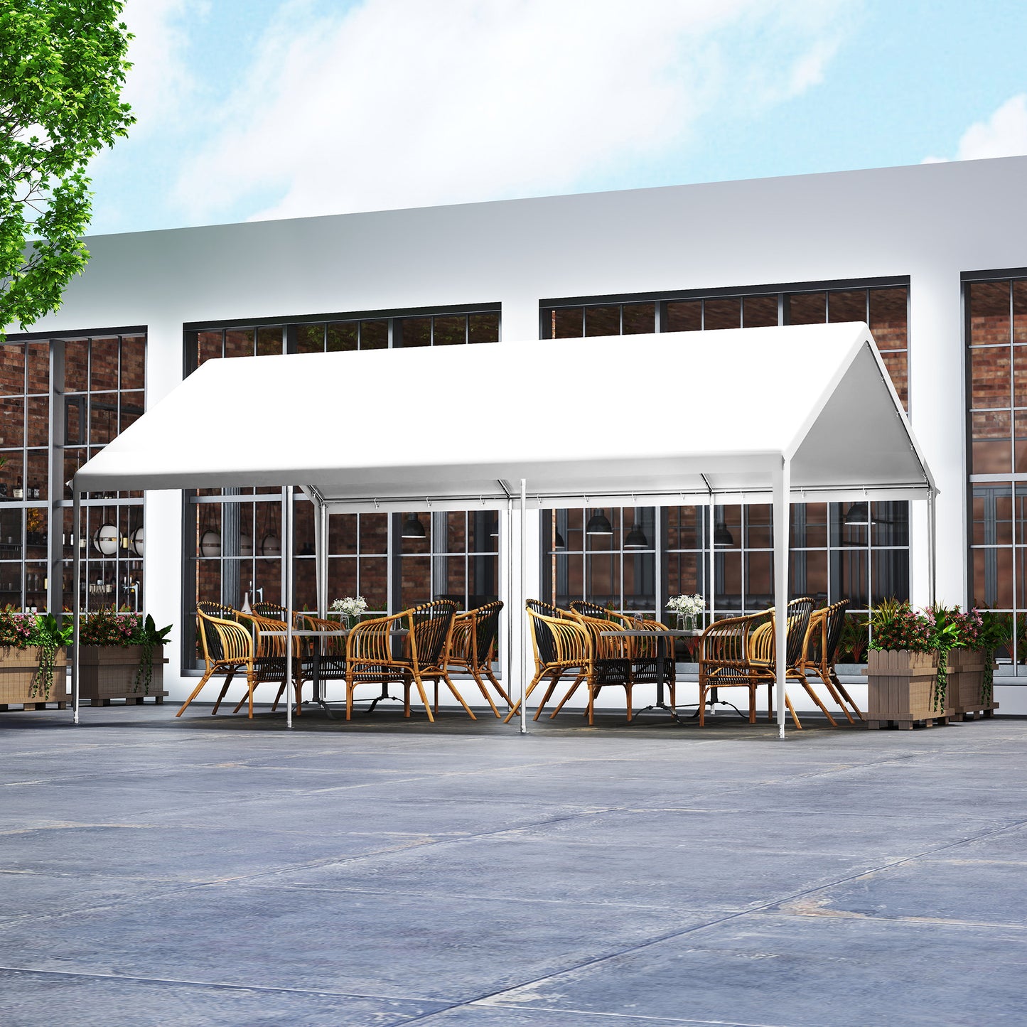 Opvouwbare Opslagtent – Tuinkantoor – Garage Tent – Feesttent – Buitenschuur – 4x6 Meter – Stevig Gegalvaniseerd Staal – Rolluiken Met Rits
