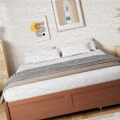 Bedframe – Vintage Bed – Slaapbank – Opbergbed – Lattenbodem – 140x200 cm – Stevig Dennenhout – Roodbruine Afwerking