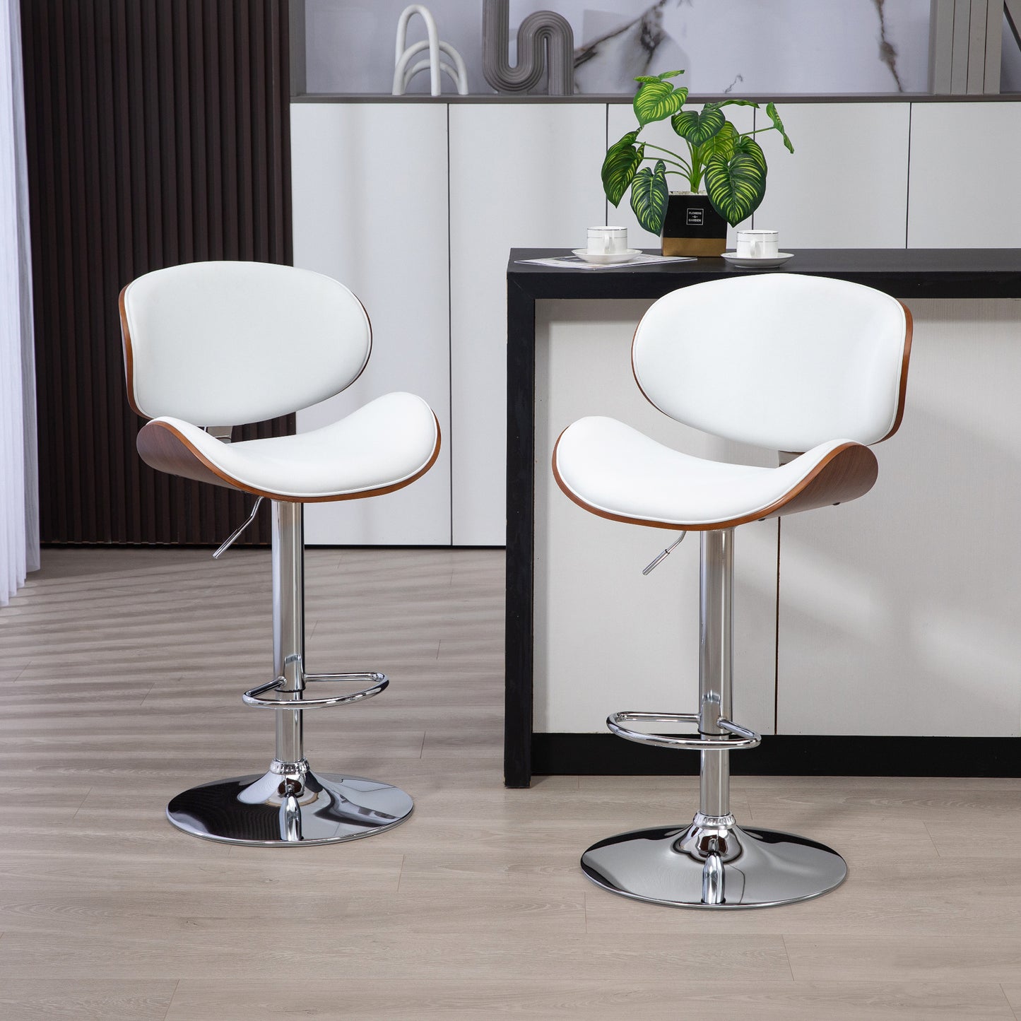 Barkrukken – Barstoelen – Krukken – Keukenstoelen – Belfauteuils – Verstelbare Hoogte – Draaibare Zitting – Wit – Set van 2