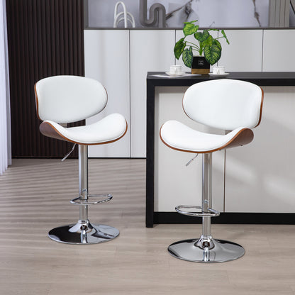 Barkrukken – Barstoelen – Krukken – Keukenstoelen – Belfauteuils – Verstelbare Hoogte – Draaibare Zitting – Wit – Set van 2