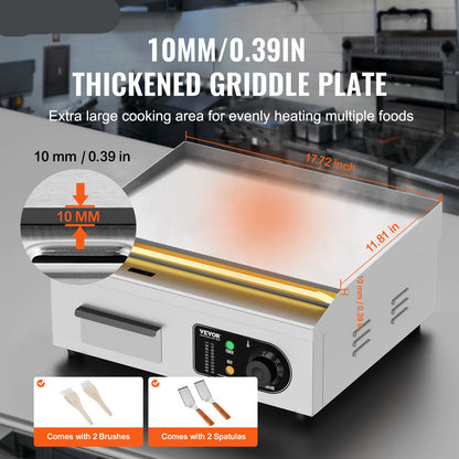 Bakplaat – Grillplaat – Tafelgrill – Gourmetplaat – Elektrische Plancha – 2800W Vermogen – Instelbare Temperatuur 50-300°C