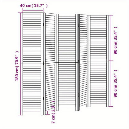 5-Panel White Paulownia Wood Room Screen - Elegant Privacy Divider for Bedrooms, Living Rooms, Offices with Vertical Striped Design and Golden Accents