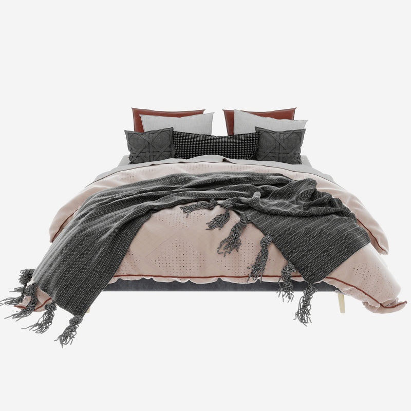 Bedframe – Tweepersoonsbed – Platformbed – Gestoffeerd Bed – Slaapbank – Grijze Dutch Velvet Bekleding – Stevig Metalen Frame – Geschikt Voor Matras 160x200 cm
