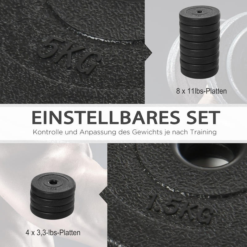 Verstelbare Dumbbell Set – Gewicht Dumbbells – Halterset – Home Gym Gewichten – Crosstraining Gewichten – 2 x 25 kg – Plastic Coating & Vloerbescherming
