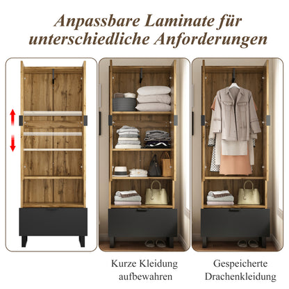 Kapstokkast – Kapstok – Garderobekast – Halmeubel – Opbergkast – Verstelbare Planken – Ruime Hangruimte – Compact & Vrijstaand Design