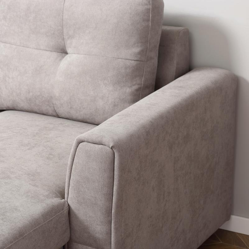 Slaapbank – 3-Zitsbank – Bedbank – Bankbed – Chaise Longue – Grijs – Polyester Bekleding – Verstelbare Slaapfunctie