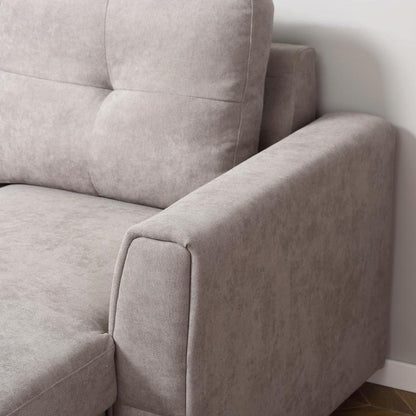Slaapbank – 3-Zitsbank – Bedbank – Bankbed – Chaise Longue – Grijs – Polyester Bekleding – Verstelbare Slaapfunctie