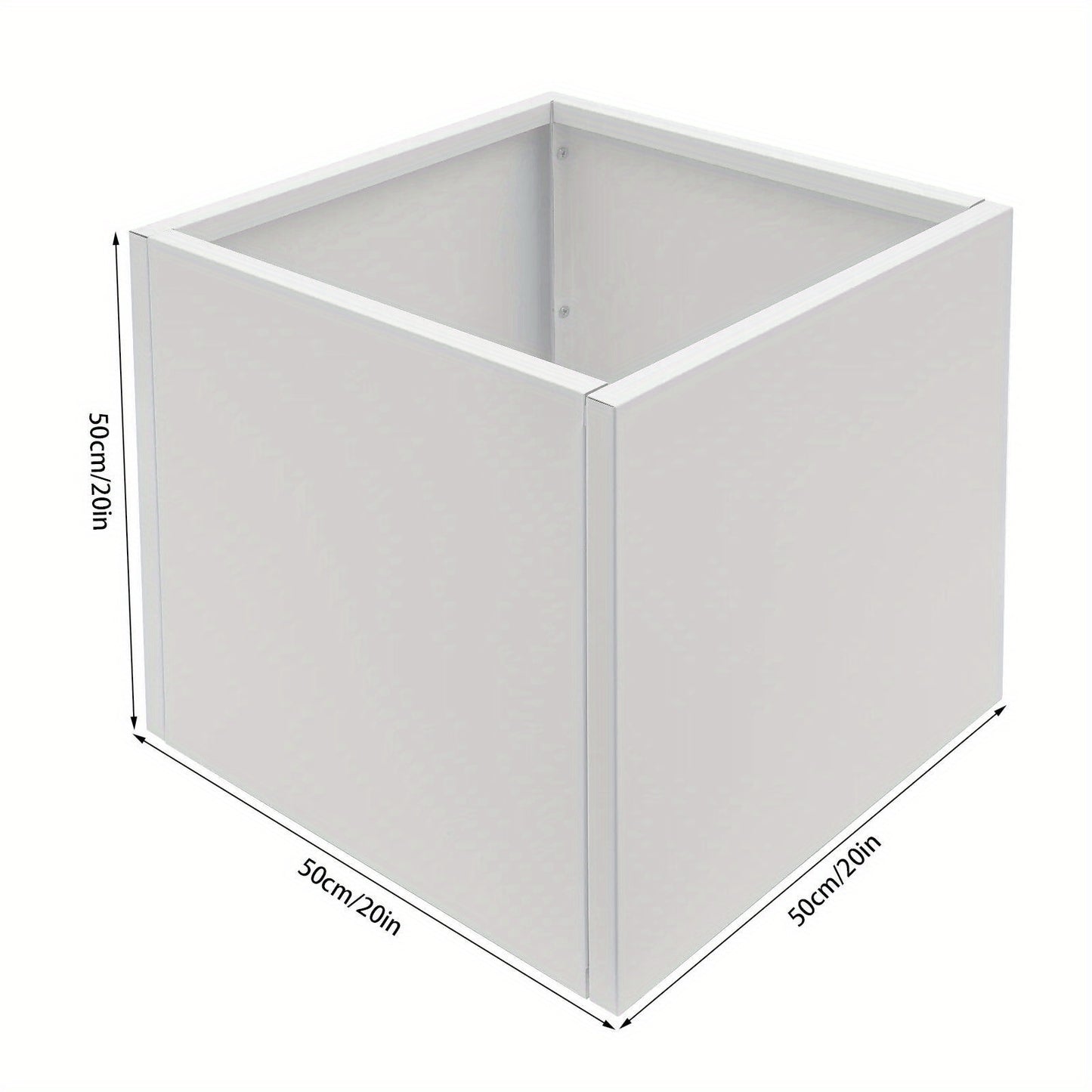 Metalen plantenbak – Plantenbak vierkant – Bloembak – Tuinbak – Plantenpot – Weerbestendig staal – 50,8 x 50,8 x 50,8 cm – Wit
