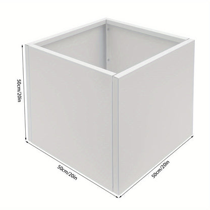 Metalen plantenbak – Plantenbak vierkant – Bloembak – Tuinbak – Plantenpot – Weerbestendig staal – 50,8 x 50,8 x 50,8 cm – Wit
