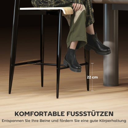Kruk – Barstoel – Keukenstoel – Barkruk – Stoel – Industrieel Design – Metalen Frame – Zithoogte 66 cm – Voetsteun – Set Van 2