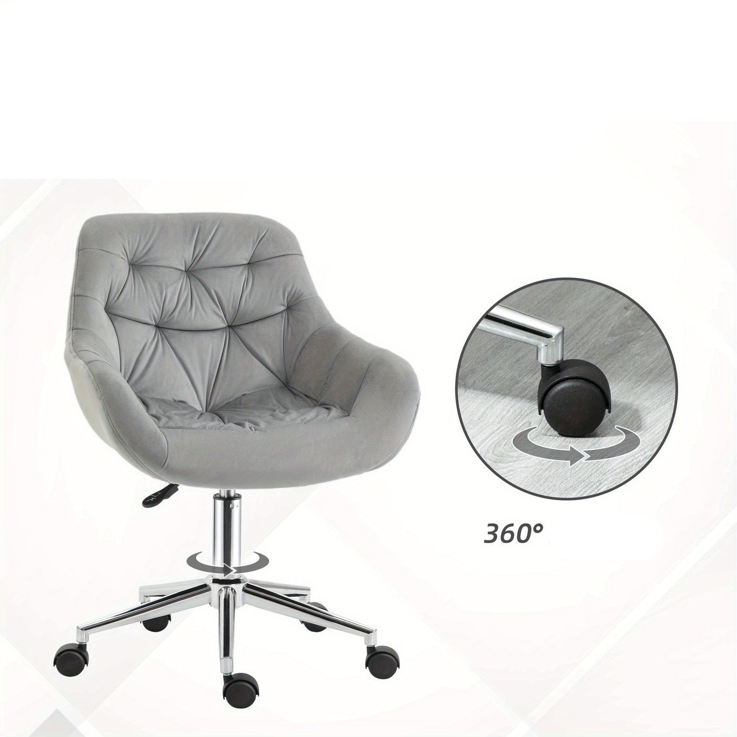 Bureaustoel – Kantoorstoel – Stoel – Werkstoel – Bureaustoelen – Ergonomisch – Hoogte Verstelbaar – Grijs – Comfortabele Polyester Bekleding – Max. 120 kg Draagvermogen