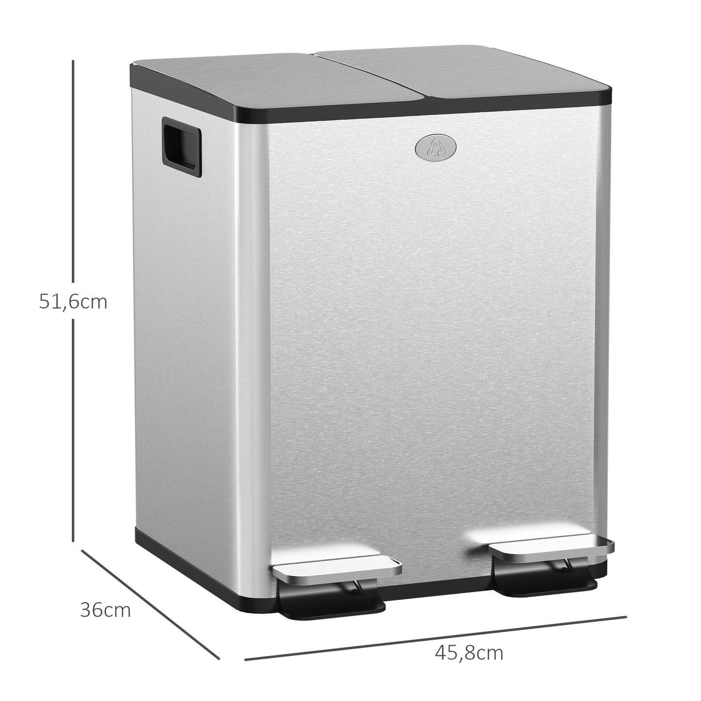 Prullenbak Keuken – Afvalemmer – Pedaalemmer – Afvalscheidingsprullenbak – Vuilnisbak – 2 x 20 Liter – RVS met Soft-Close Deksel