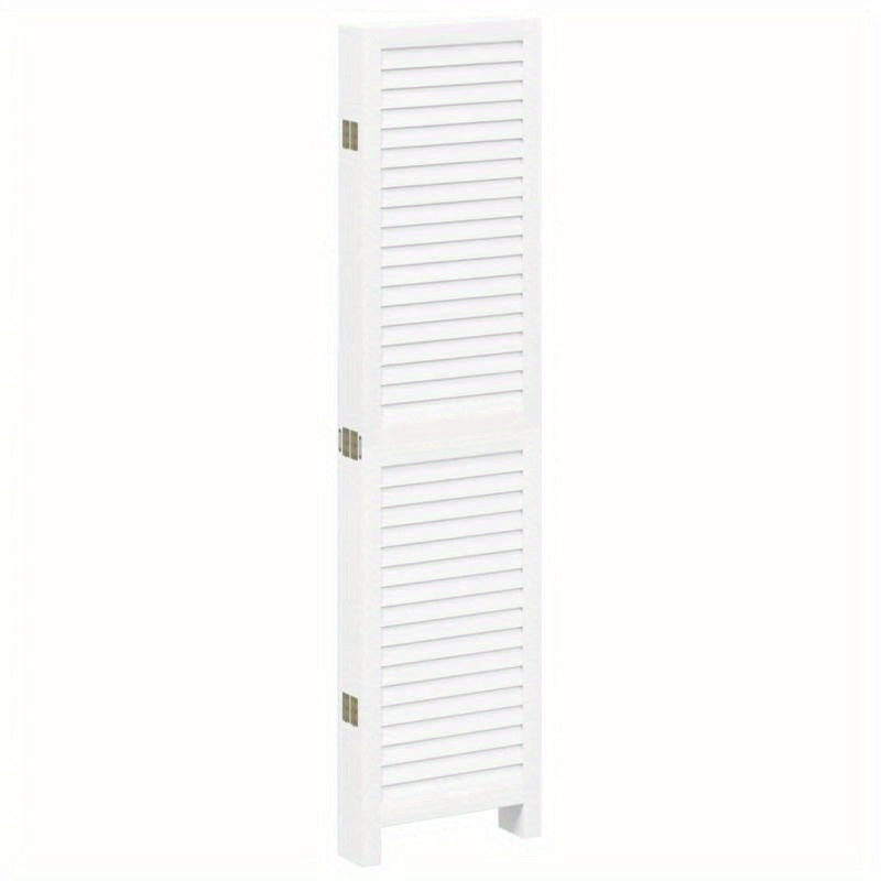 Room Divider with 6 Panels Made of Solid White Paulownia Wood