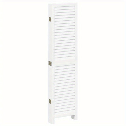 Room Divider with 6 Panels Made of Solid White Paulownia Wood