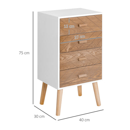 Scandinavisch Nachtkastje – Bedkastje – Ladeblok – Opbergkast – Dressoir – Compact Formaat 40x30x75 cm – Massief Hout & MDF