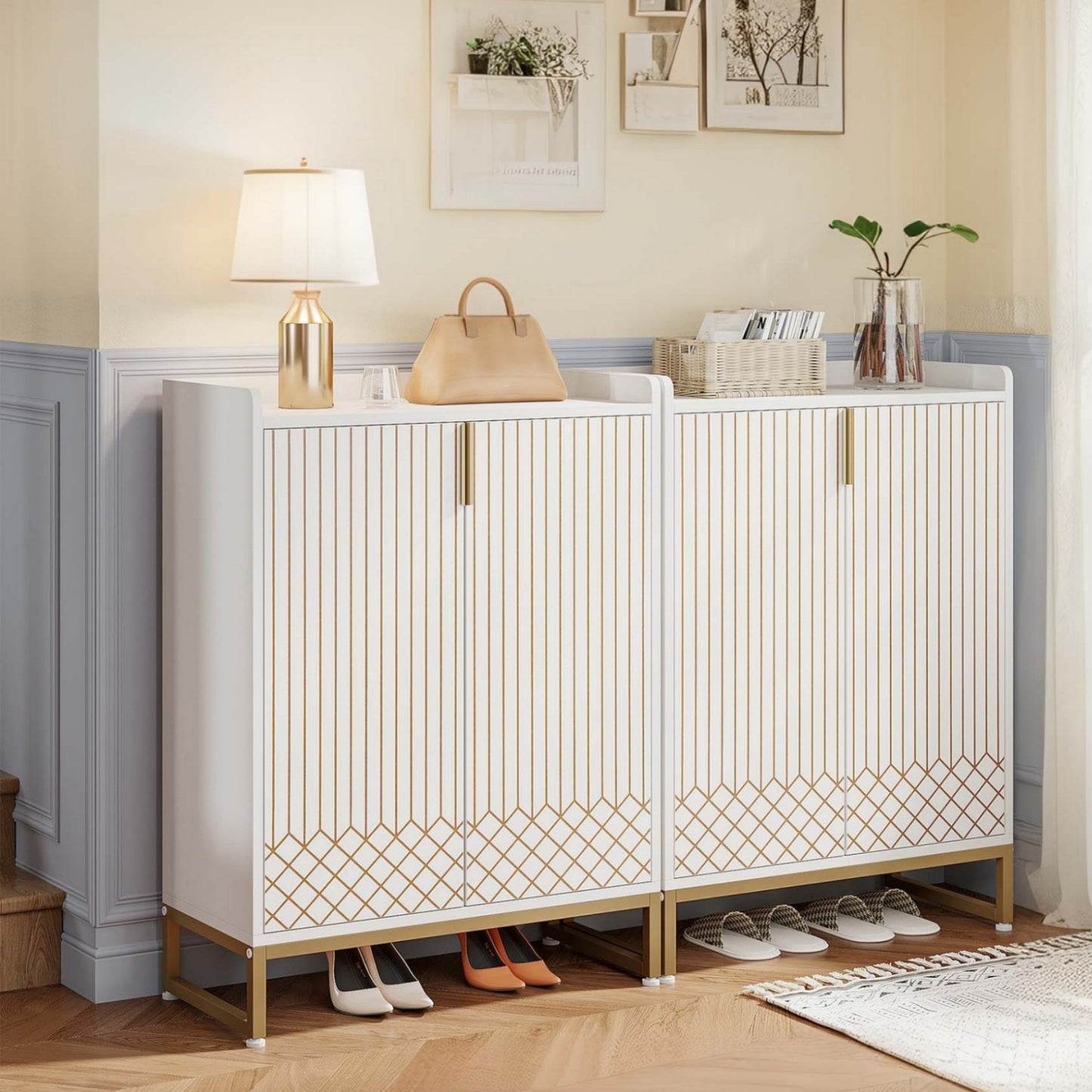 Schoenenkast – Schoenenrek – Schoenopberger – Schoenmeubel – Schoenhouder – 5-Lagen Met Deuren – Ruimtebesparend Verticaal Design